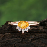1 Carat Oval Cut Citrine Anniversary Ring Puppy Paw Unique Ring